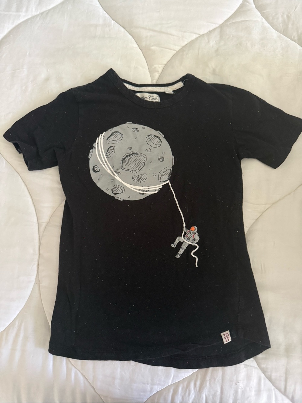 Sovereign Code Black Kids Tee with Gray Moon and Astronaut